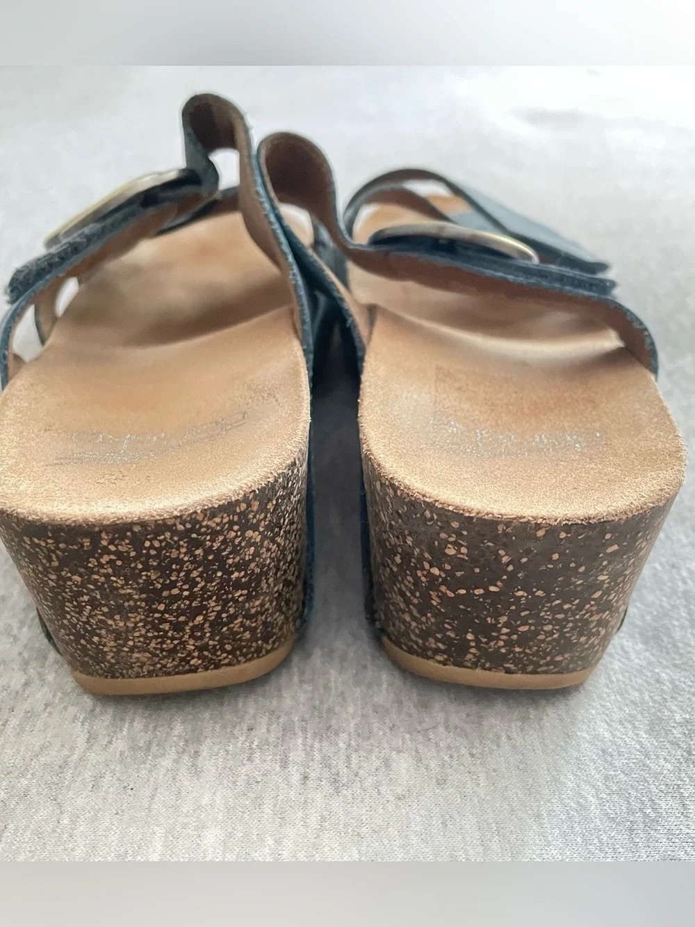 Dansko Susie Sz 38 US 7.5-8 Light Blue Cork Wedge Sandals with Buckle New No Box
